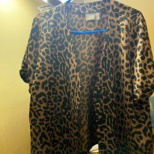 Cheetah print button-down blouse